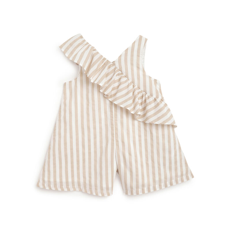 Girls Natural Striped Short Dungaree image number null